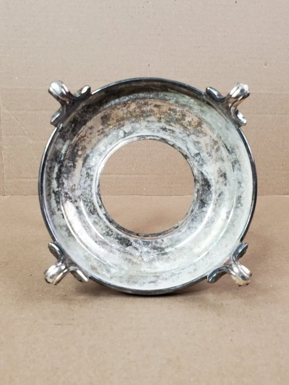 Vintage Silver-Plated Gravy Boat warmer Stand Unbranded Footed